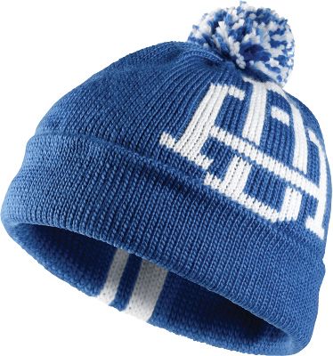 Nike Women's Cuffed Light Blue Pom Pom Knit Cap