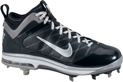 Nike Air Max Diamond Elite Black/Silver Mid Metal Baseball Cleat
