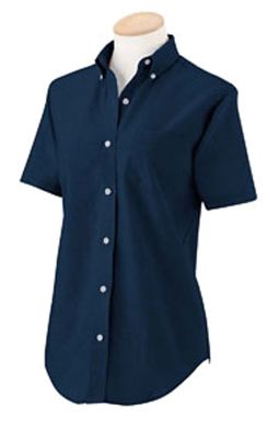 Broder Women's Short Sleeve Wrinkle Free Oxford 