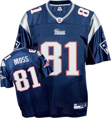 Reebok  Men's NFL Patriots/Moss Navy Replica Jersey - NFL Jerseys