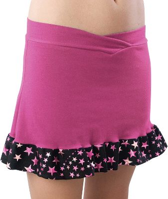 Pizzazz Women Pink Superstar Ruffled Skirt w/ Boy Cut Brief