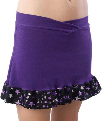 Pizzazz Women Purple Superstar Ruffled Skirt w/ Boy Cut Brief