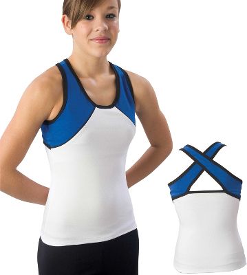 Pizzazz Adult Wht/Roy/Blk Tri-Color Top with X-back