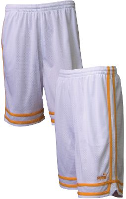 Puma Men's White/Orange Mesh 10" Shorts