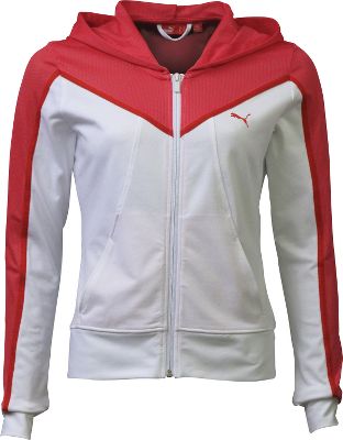Puma Women's White/Red Cotton Hoodie