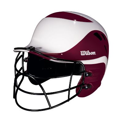 Wilson Contour Elite Maroon Fastpitch Helmet w/ Mask - Small / Medium - Universal Softball Batting Helmets