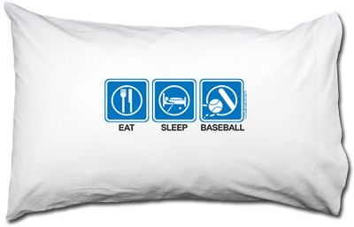 Chalk Talk Eat/Sleep/Baseball White Pillowcase