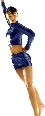 Alleson Athletic Women's Metallic Navy Midriff Top
