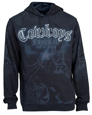 Dallas Cowboys Mens All Over Print Black Hoodie Small NFL Apparel