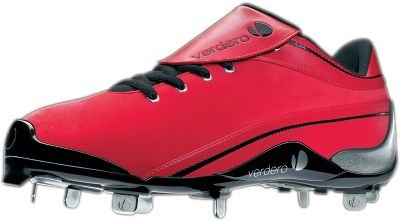 Baseball - Verdero Men's Scarlet/Silver Low Metal Baseball Cleats - Metal Baseball Cleats