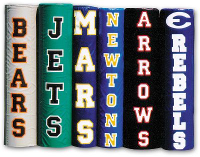 2-Color Vinyl Sewn-On Goal Post Pad Custom Lettering