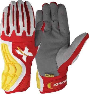 XPROTEX Mens RedWhite HAMMR Protective Gloves 2XL Extra Extra Large Adult Baseball Batting Gloves