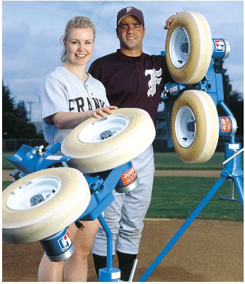  Jugs Curveball Combo Pitching Machine throws baseballs and softballs.