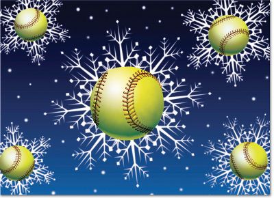 Baseball Fastpitch Holiday Cards Snowflake Softballs