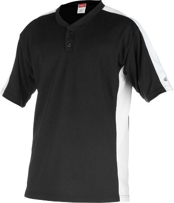 Rawlings Adult Flatback Mesh Blk/Wht 2-Button Jersey