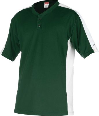 Rawlings Adult Flatback Mesh Grn/Wht 2-Button Jersey