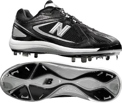 Baseball - New Balance Men's Team 2E Low Metal Cleats Black / White - Metal Baseball Cleats