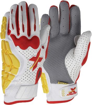 XPROTEX Mens WhiteRed RAYKR Protective Gloves Adult Baseball Batting Gloves