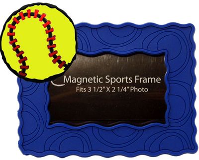 Chalk Talk Blue Softball Magnetic Picture Frame - Baseball Home & Baseball Office