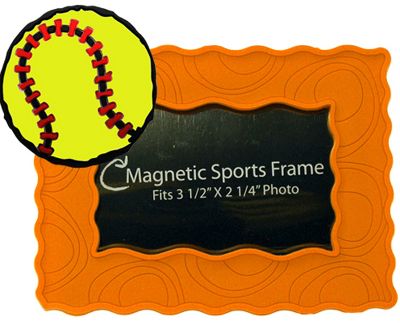 Chalk Talk Orange Softball Magnetic Picture Frame - Baseball Home & Baseball Office