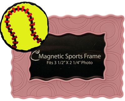 Chalk Talk Pink Softball Magnetic Picture Frame - Baseball Home & Baseball Office