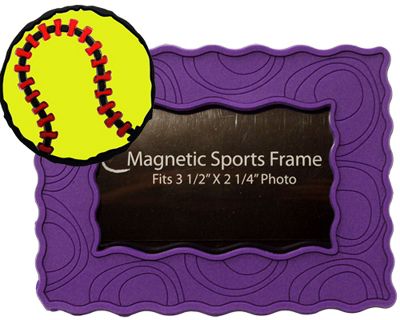 Chalk Talk Purple Softball Magnetic Picture Frame - Baseball Home & Baseball Office