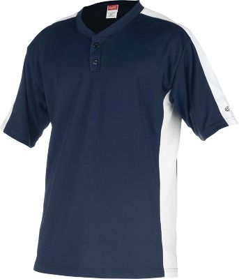 Rawlings Youth Flatback Mesh Nvy/Wht 2-Button Jersey
