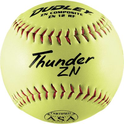 Dudley 12'' Yellow ASA Thunder ZN Slowpitch Softball - 44 COR Softballs