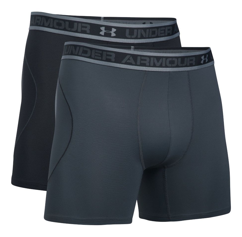 Mens Under Armour ISO Chill 6" 2 pack Boxer Brief Underwear Bottoms at