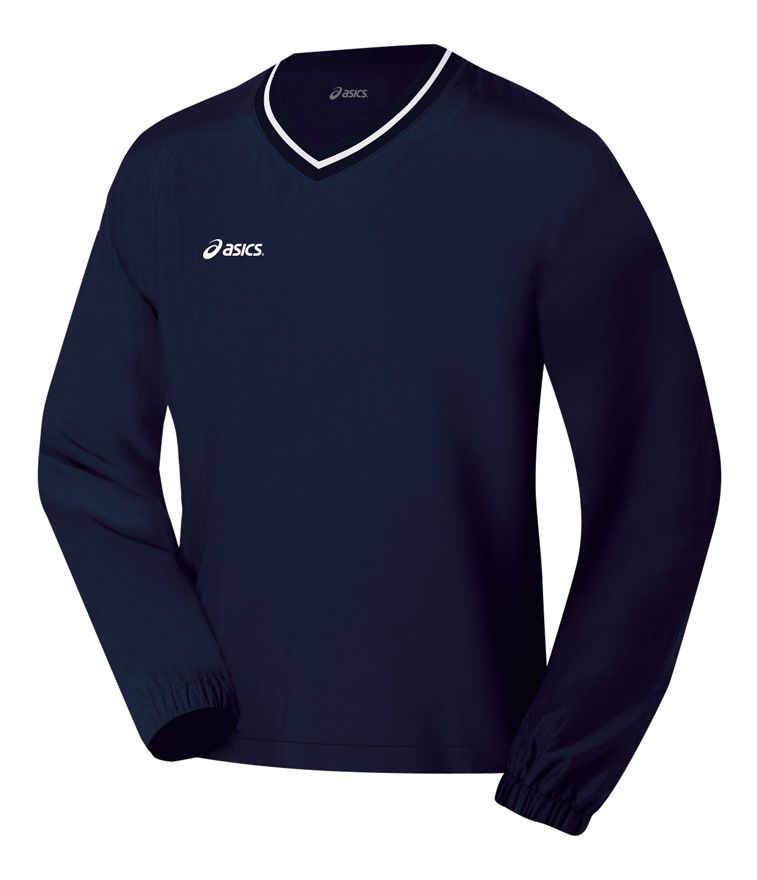Mens ASICS V-Neck Windshirt Long Sleeve No Zip Technical Tops