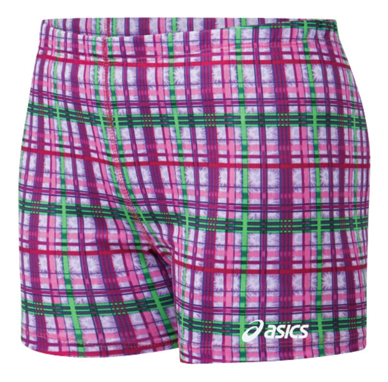 Womens ASICS Plaid Fitted Shorts