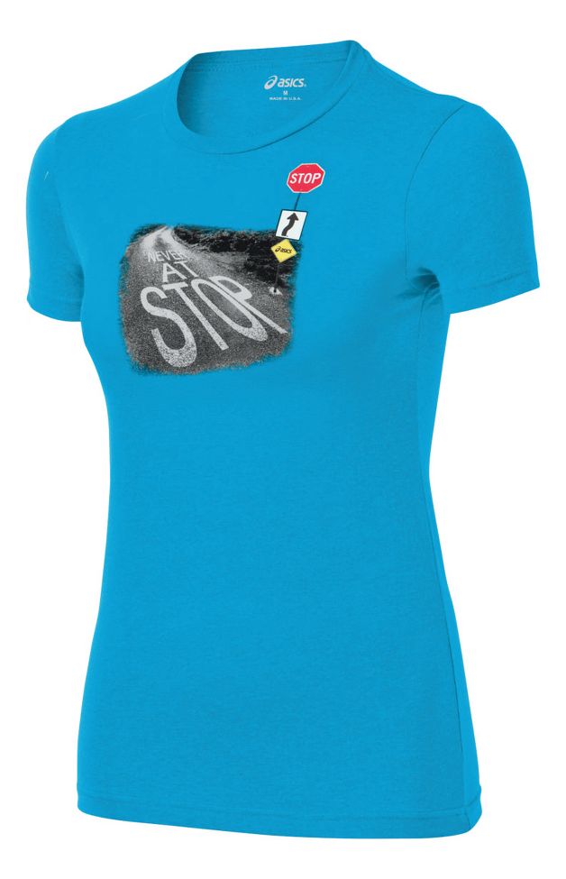 Womens ASICS Stop At Never Tee Short Sleeve Technical Tops