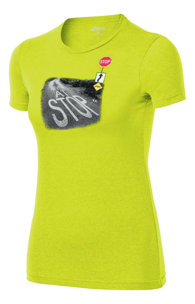 Womens ASICS Stop At Never Tee Short Sleeve Technical Tops