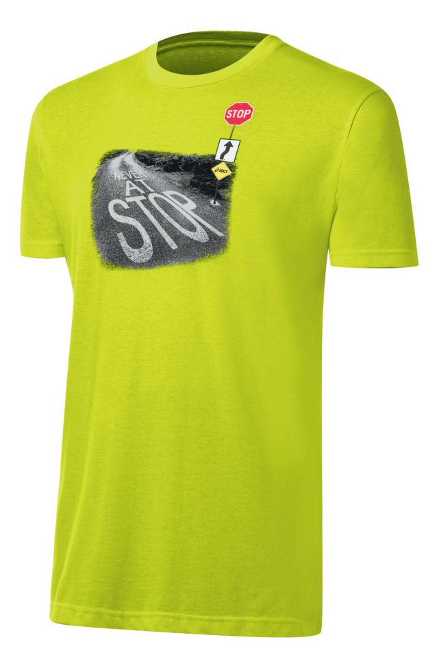 Mens ASICS Stop At Never Tee Short Sleeve Technical Tops
