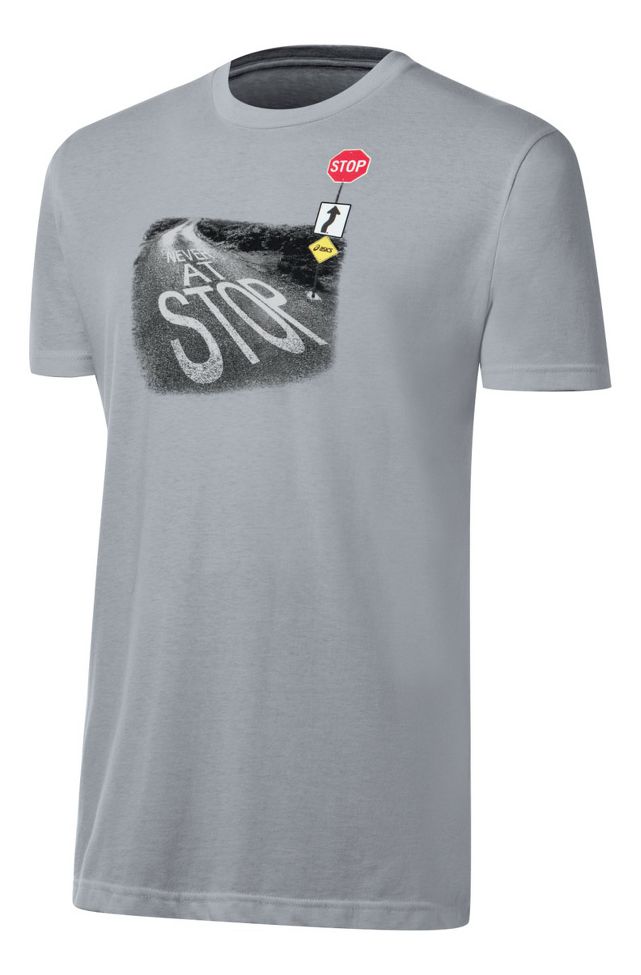 Mens ASICS Stop At Never Tee Short Sleeve Technical Tops