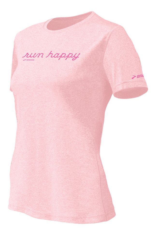 Womens Brooks EZ T Run Happy Short Sleeve Technical Tops