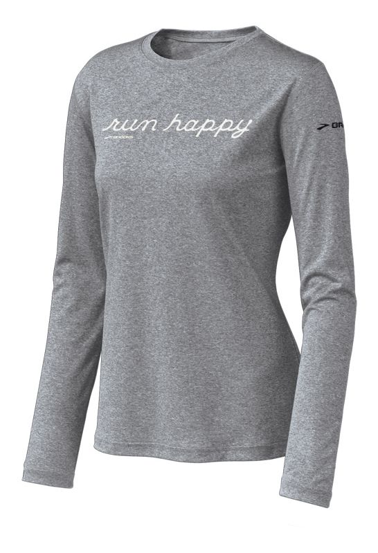 Womens Brooks EZ T Run Happy Long Sleeve No Zip Technical Tops at Road