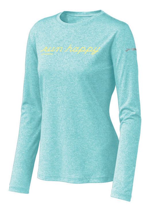 Womens Brooks EZ T Run Happy Long Sleeve No Zip Technical Tops
