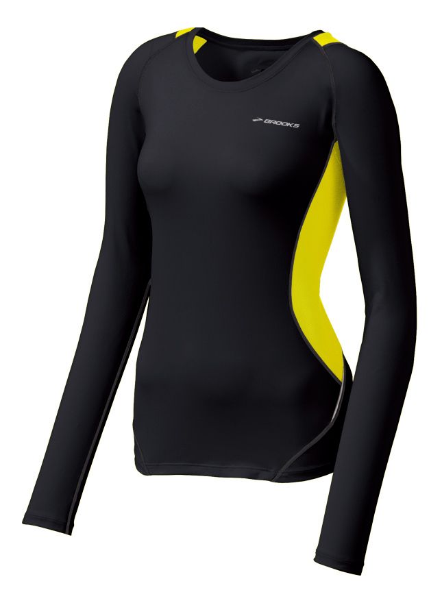 Womens Brooks Nightlife Equilibrium LS Long Sleeve No Zip Technical Tops