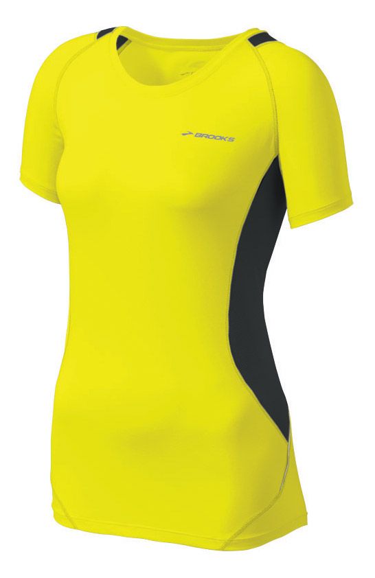 Womens Brooks Nightlife Equilibrium SS Short Sleeve Technical Tops