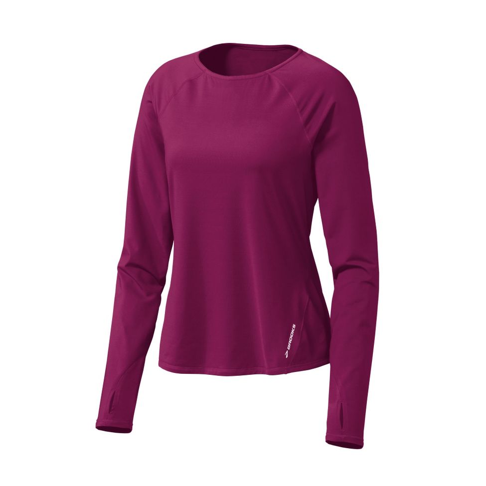 Womens Brooks Equilibrium Thermal LS Long Sleeve No Zip Technical Tops