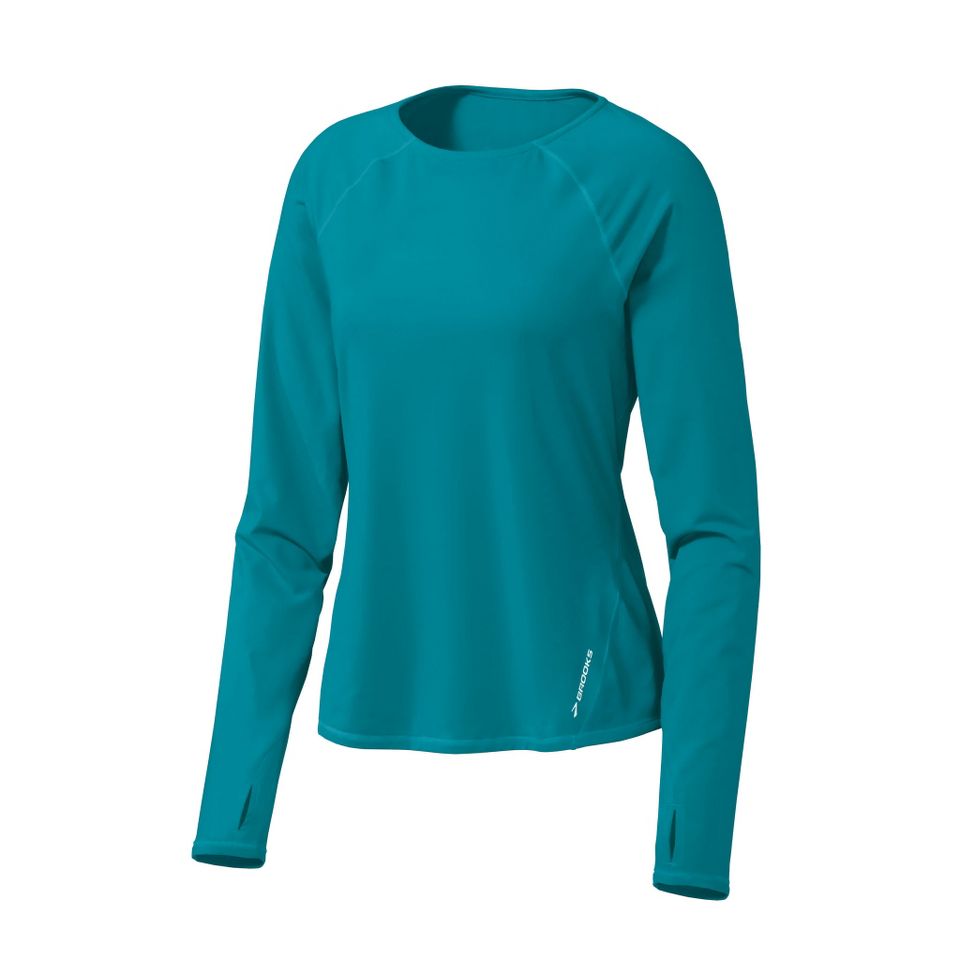 Womens Brooks Equilibrium Thermal LS Long Sleeve No Zip Technical Tops