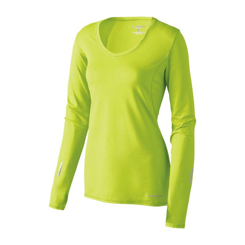 Womens Brooks Essential LS V-neck Long Sleeve No Zip Technical Tops