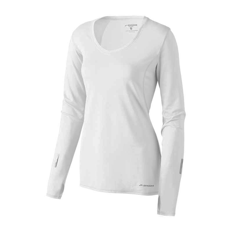 Womens Brooks Essential LS V-neck Long Sleeve No Zip Technical Tops