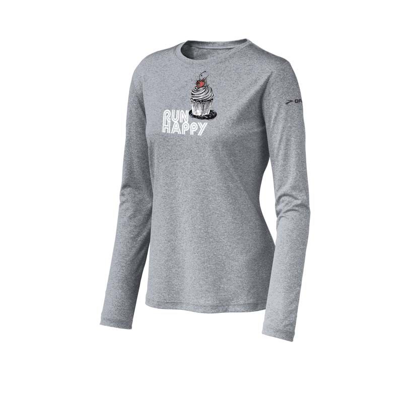 Womens Brooks EZ T LS Cupcake Long Sleeve No Zip Technical Tops