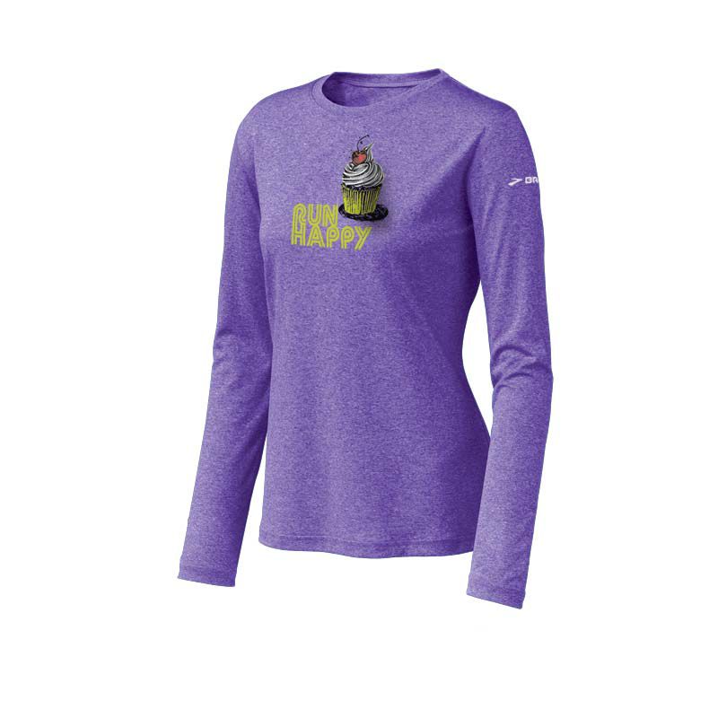 Womens Brooks EZ T LS Cupcake Long Sleeve No Zip Technical Tops