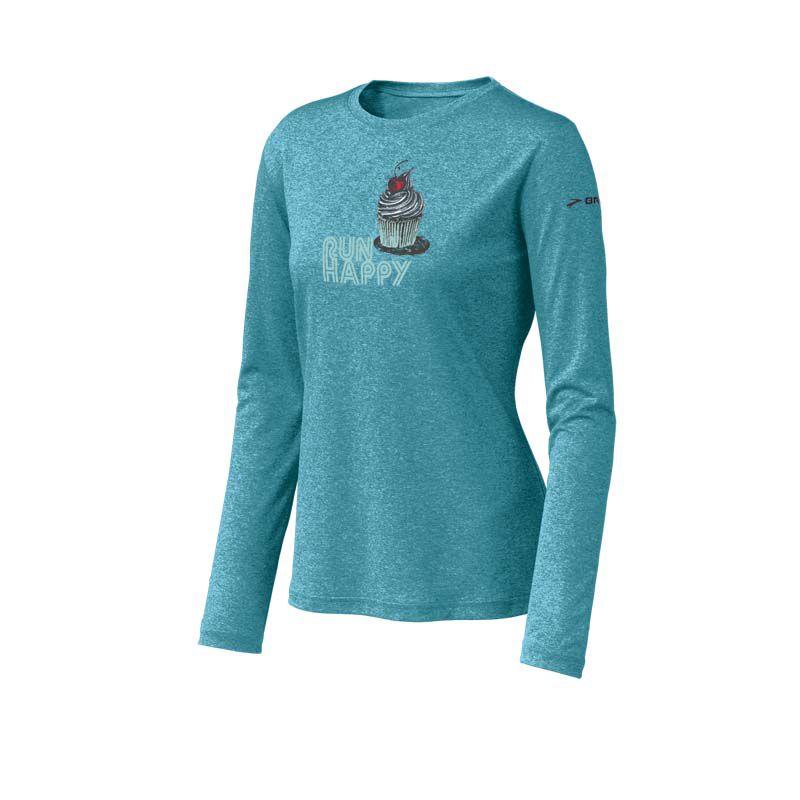 Womens Brooks EZ T LS Cupcake Long Sleeve No Zip Technical Tops
