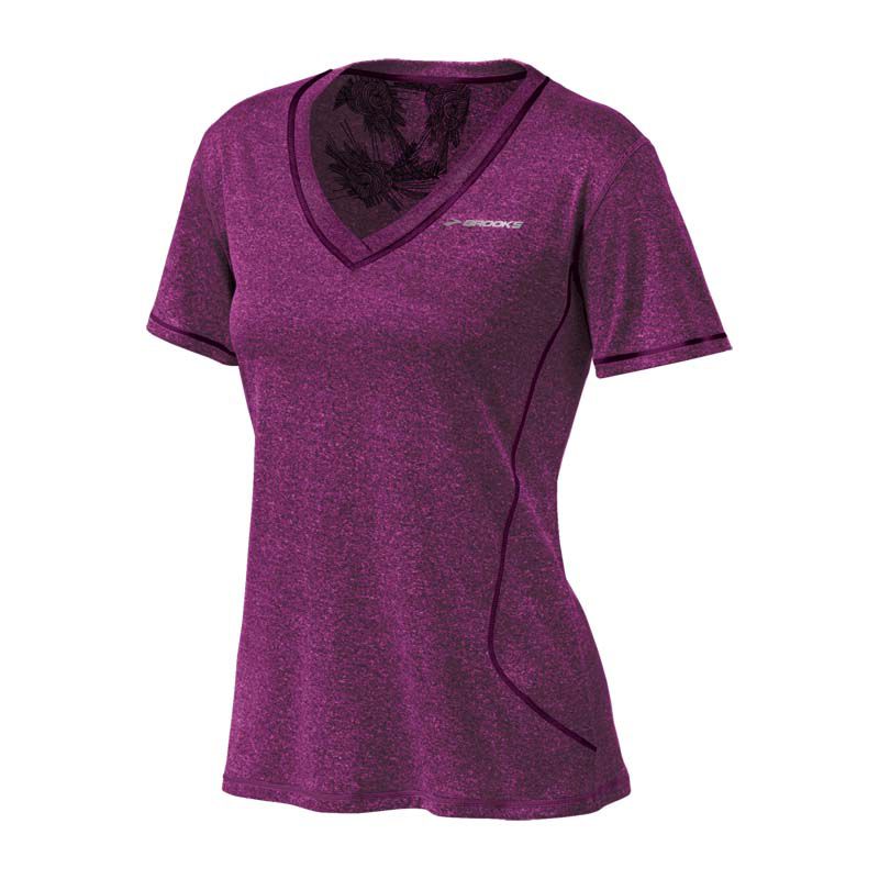 Womens Brooks Versatile EZ SS V-Neck Short Sleeve Technical Tops