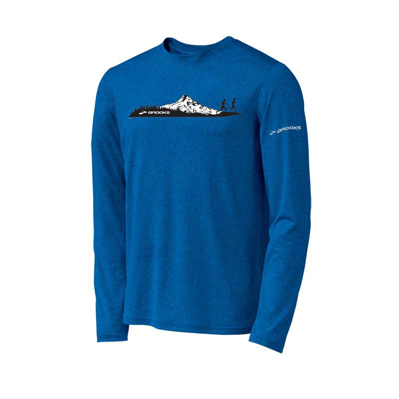 Mens Brooks EZ T LS Mountain Runner Long Sleeve No Zip Technical Tops