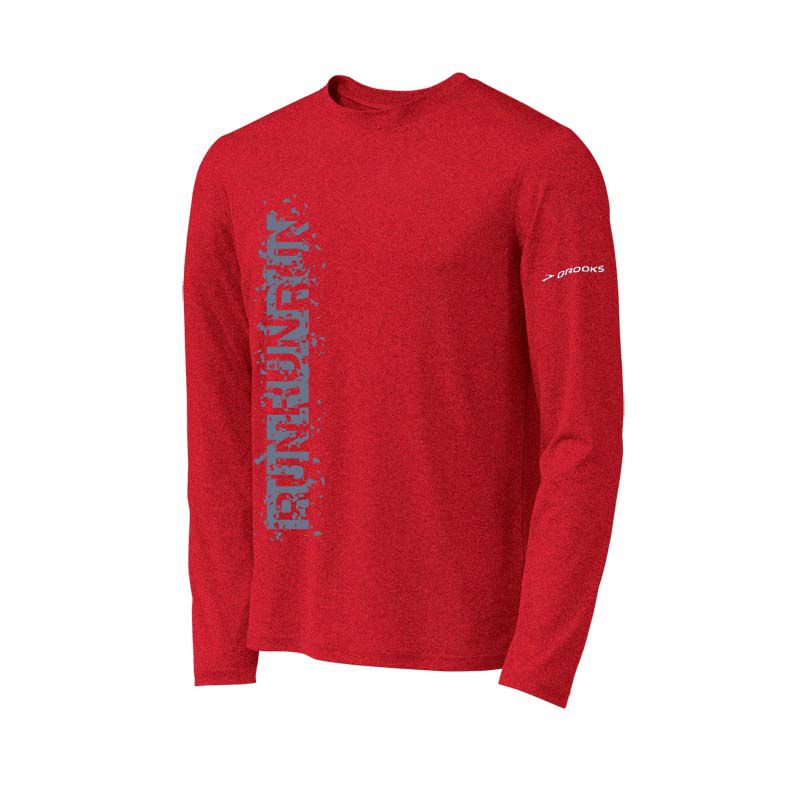 Mens Brooks EZ T LS Run Run Run Long Sleeve No Zip Technical Tops